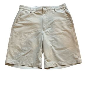 FJ FootJoy Shorts Men’s Size‎ W32 Beige Stretch Golf Casual Flat Front Chino EUC